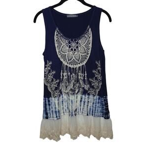 Vocal Voice of California TUNIC TANK Small Dream Catcher Lace Feathers Crystal